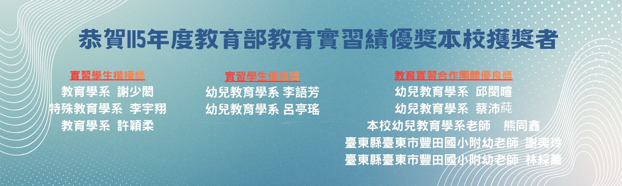 115年度實習績優獎得獎